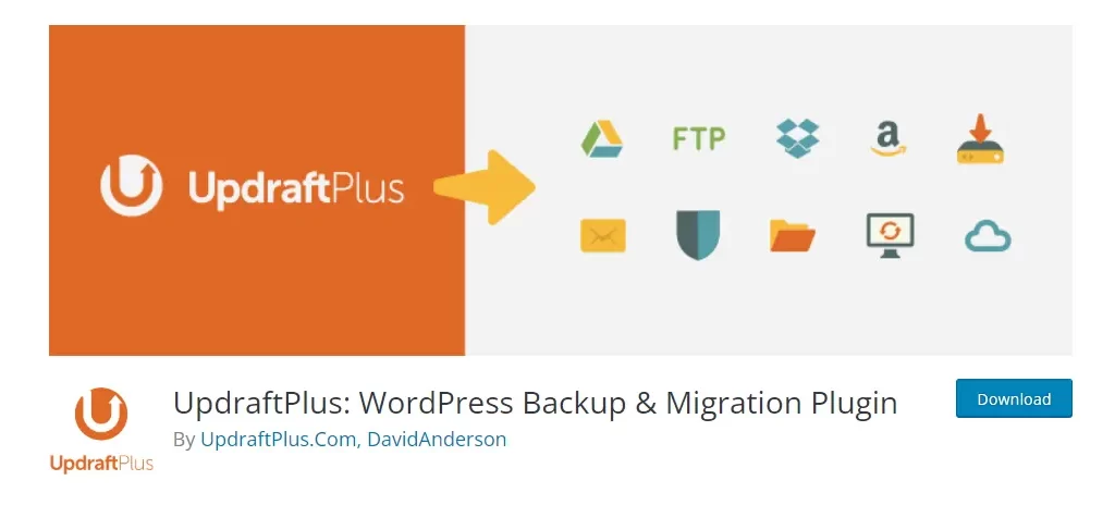 بک آپ گیری: Updraftplus